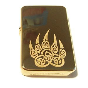Vector Custom Engraved Butane Lighter - Celtic Knot Weave Irish Bear Paw Print