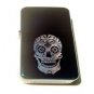 Vector Custom Engraved Butane Lighter - Sugar Skull Tattoo Logo Blue Sparkle ICE