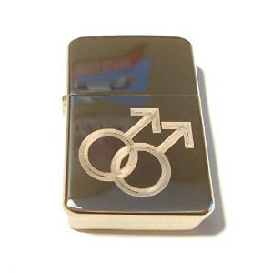 Vector Custom Engraved Butane Lighter - Gay Pride Men Mans Logo High Polish