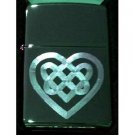 Vector Custom Engraved Butane Lighter - Celtic Heart Knot Tattoo Sparkle Blue