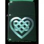 Vector Custom Engraved Butane Lighter - Celtic Heart Knot Tattoo Sparkle Blue