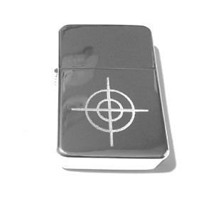 Vector Custom Engraved Butane Lighter - Gun Scope Target Silver Hi Polish Chrome