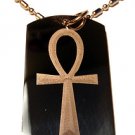 Classic Ankh Egyptian Egypt Cross Logo - Dog Tag w/ Metal Chain Necklace