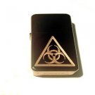 Vector Custom Engraved Butane Lighter - Biohazard in Triangle Logo Black Sparkle