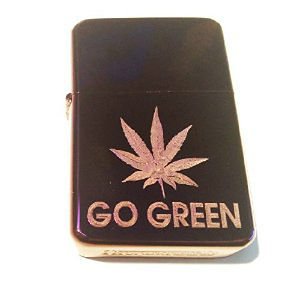 Vector Custom Engraved Butane Lighter - POT Weed Marijuana Ganja Leaf Go Green