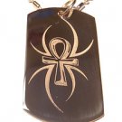 Spider Tattoo Ankh Egyptian Egypt Cross Logo - Dog Tag w/ Metal Chain Necklace