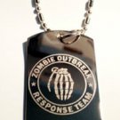 Zombie Outbreak Response Team Grenade Skull - Dog Tag w/ Metal Chain Necklace
