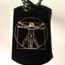 Da Vinci Vitruvian Vitruvius Man Renaissance - Dog Tag w/ Metal Chain Necklace