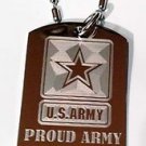 United States Military "Proud Army Brother" - Dog Tag w/ Metal Chain Necklace
