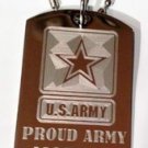 United States Military "Proud Army Mom" - Dog Tag w/ Metal Chain Necklace