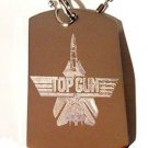 TOP GUN Military Navy Fighter JET F-16 Logo - Dog Tag w/ Metal Chain Necklace