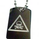 Toxic Biohazard Skull Cross Bones Warning Logo - Dog Tag w/ Metal Chain Necklace