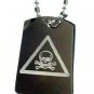 Toxic Biohazard Skull Cross Bones Warning Logo - Dog Tag w/ Metal Chain Necklace
