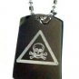 Toxic Biohazard Skull Cross Bones Warning Logo - Dog Tag w/ Metal Chain Necklace