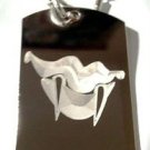 Sexy Vampire Blood Sucking Lips Fangs Teeth - Dog Tag w/ Metal Chain Necklace