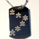Autism Spectrum Puzzle Pieces Logo Symbol - Dog Tag w/ Metal Chain Necklace
