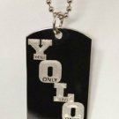 Yolo You Only Live Once Take Care OVO Rap Logo - Dog Tag w/ Metal Chain Necklace