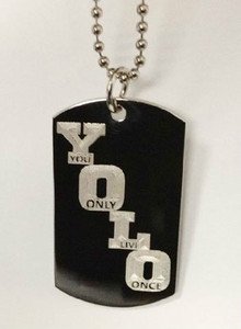 Yolo You Only Live Once Take Care OVO Rap Logo - Dog Tag w/ Metal Chain Necklace