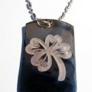 Irish St. Patrick's Lucky Four Leaf Clover - Dog Tag w/ Metal Chain Necklace