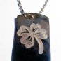 Irish St. Patrick's Lucky Four Leaf Clover - Dog Tag w/ Metal Chain Necklace