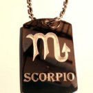 Celtic Zodiac Astrology Sign Scorpio - Dog Tag w/ Metal Chain Necklace
