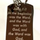 John 1:1 Christian Jesus Bible Biblical Verse - Dog Tag w/ Metal Chain Necklace