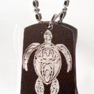 Hawaiian Tiki Celtic Tattoo Turtle Logo - Dog Tag w/ Metal Chain Necklace