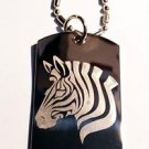 Zebra Black White Horse Animal Logo - Dog Tag w/ Metal Chain Necklace
