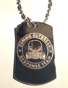 Zombie Outbreak Response Team Skull Mask Logo  - Dog Tag w/ Metal Chain Necklace