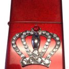 Vector Custom Crystal Emblem Butane Lighter - Royal King Crown Vintage Red