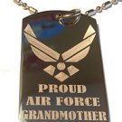 United States AIR Force Wings Proud Grandmother- Dog Tag w/ Metal Chain Necklace