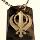 Sihk Sihkism Waya Guru Khanda Khalsa Sword - Dog Tag w/ Metal Chain Necklace