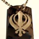 Military Dog Tag Metal Chain Necklace - Sihk Waya Guru Khanda Khalsa Sword Logo