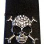 Vector Custom Crystal Emblem Butane Lighter - Skull & Crossbones Black Crackle