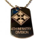 US Armed Forces 4th Infantry Division Shield - Dog Tag w/ Metal Chain Necklace