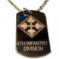 US Armed Forces 4th Infantry Division Shield - Dog Tag w/ Metal Chain Necklace