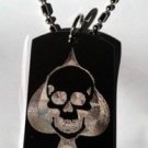 Skull ACE Cards Gambling Logo Symbols - Dog Tag w/ Metal Chain Necklace