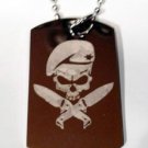 Military Armed Force Skull with Knife Weapon - Dog Tag w/ Metal Chain Necklace