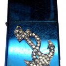 Vector Custom Crystal Emblem Butane Lighter - Boat Sea Navy Anchor Vintage Blue