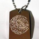 SUN Moon Star Celestial Celtic Tribal Tattoo - Dog Tag w/ Metal Chain Necklace