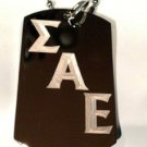 Fraternity Greek Symbol  Sigma Alpha Epsilon - Dog Tag w/ Metal Chain Necklace