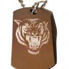 Tiger Lion Roaring Face Fierce Animal Cat - Dog Tag w/ Metal Chain Necklace