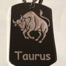Zodiac Signs Sign Taurus Bull Horoscope Logo - Dog Tag w/ Metal Chain Necklace