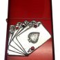 Vector Custom Crystal Emblem Butane Lighter - Flush Poker Card Game Sparkle Red