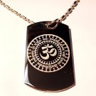 Hindu Lord Gayatri Mantra Meditation AUM Logo  - Dog Tag w/ Metal Chain Necklace
