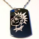 Punk Rocker Dog Collar Spikey Hair Dude Logo  - Dog Tag w/ Metal Chain Necklace