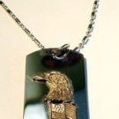 Bald Eagle Bird Head with Usa Pewter Emblem  - Dog Tag w/ Metal Chain Necklace