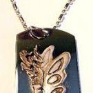 Winged Butterfly Pewter Emblem  - Dog Tag w/ Metal Chain Necklace