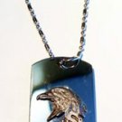 Bald Eagle Head Usa America Pewter Emblem  - Dog Tag w/ Metal Chain Necklace