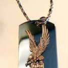 America Usa SEAL Soaring Eagle Pewter Emblem  - Dog Tag w/ Metal Chain Necklace